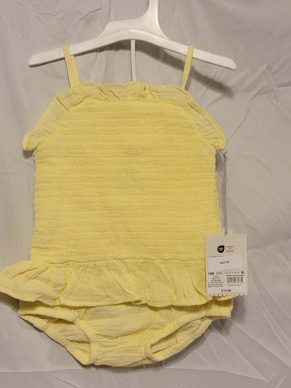 Cloud Island Baby Girls' Smocked Peplum Tank Top and Bloomer Set Yellow 18mo